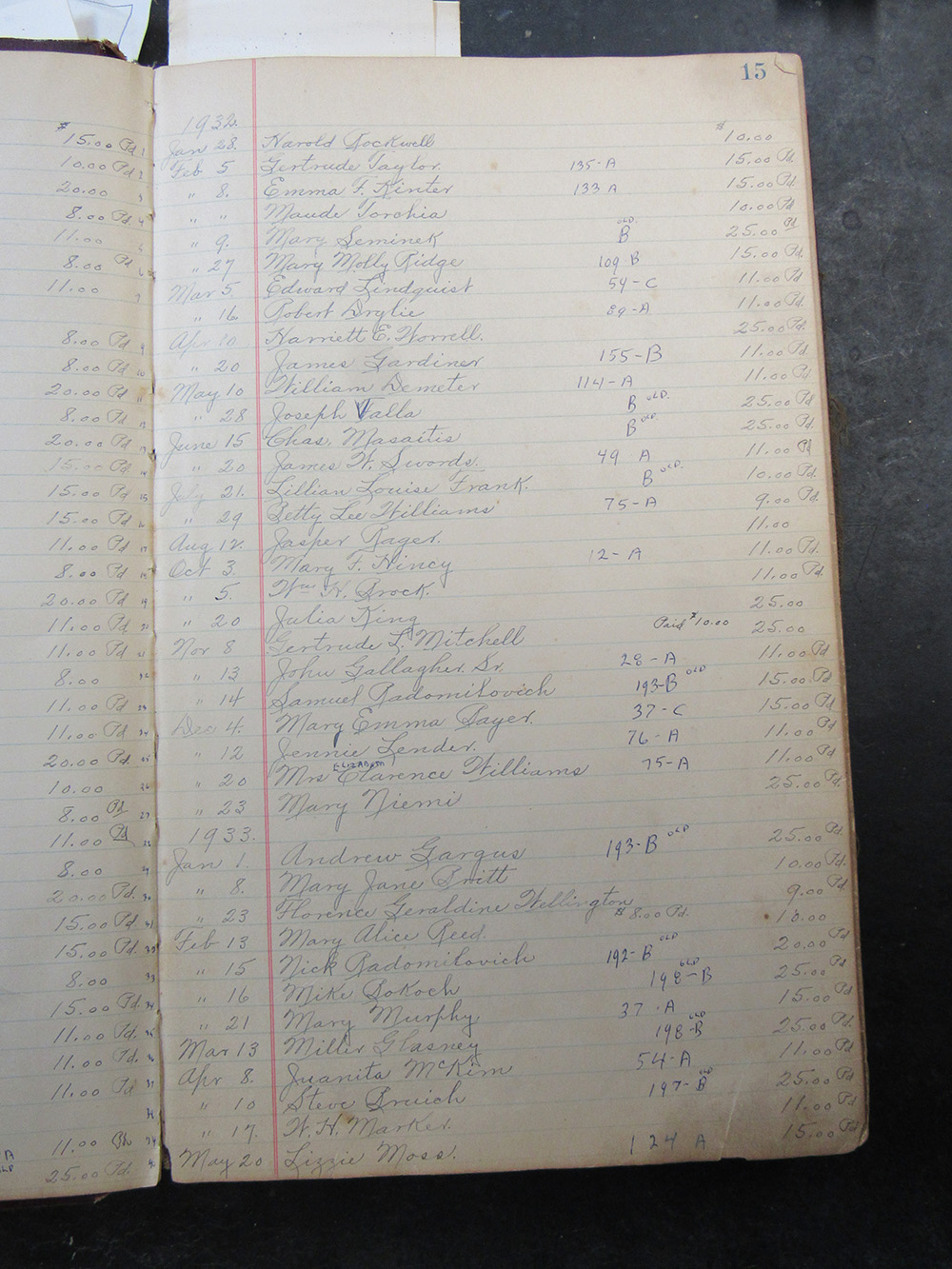 interment listing